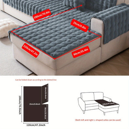 1pc Thick Plush Sofa Cover - Imitation Rabbit Material, Perfect for Winter, Protects Furniture in Bedroom, Office, Living Room.