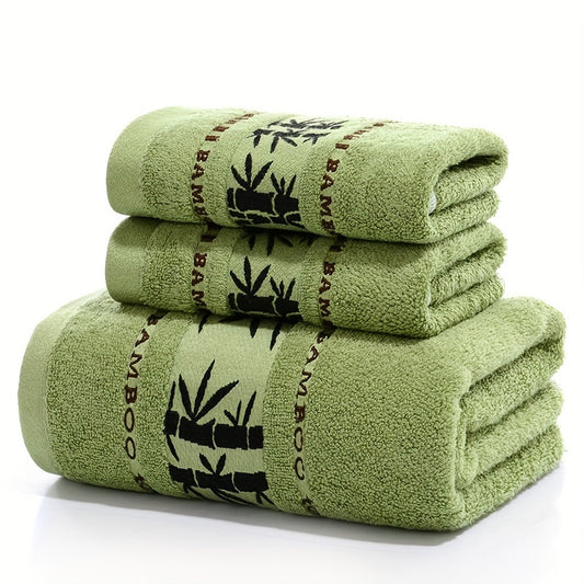 3-piece bamboo fiber towel set, includes 1 bath towel and 2 hand towels, soft, skin-friendly, and highly absorbent bathroom supplies