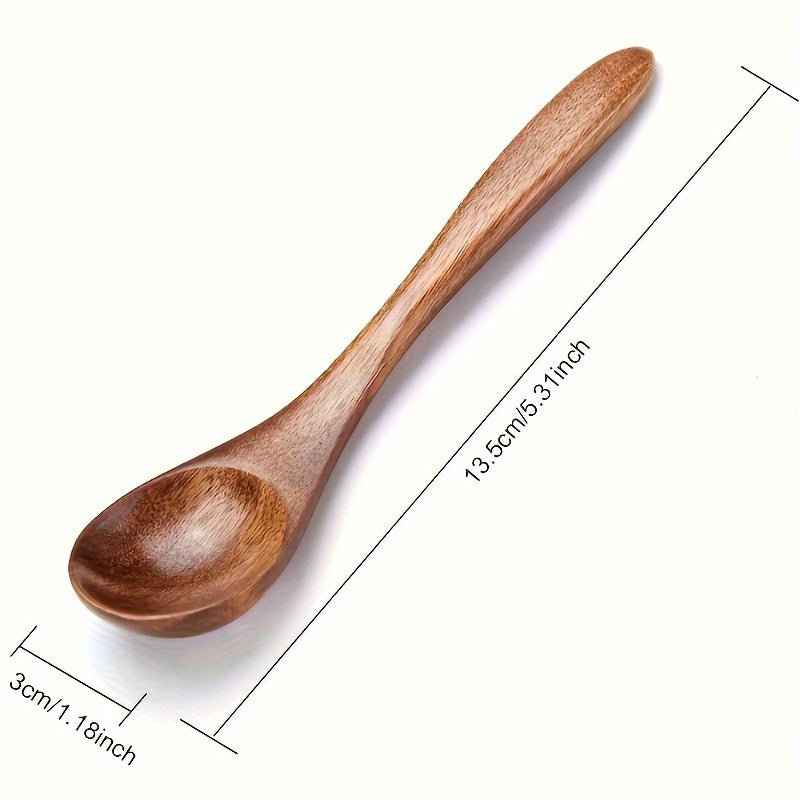 Set of 5 handcrafted Japanese wooden spoons for coffee, honey, and seasoning. Rustic small teaspoons with natural finish for cooking and serving.