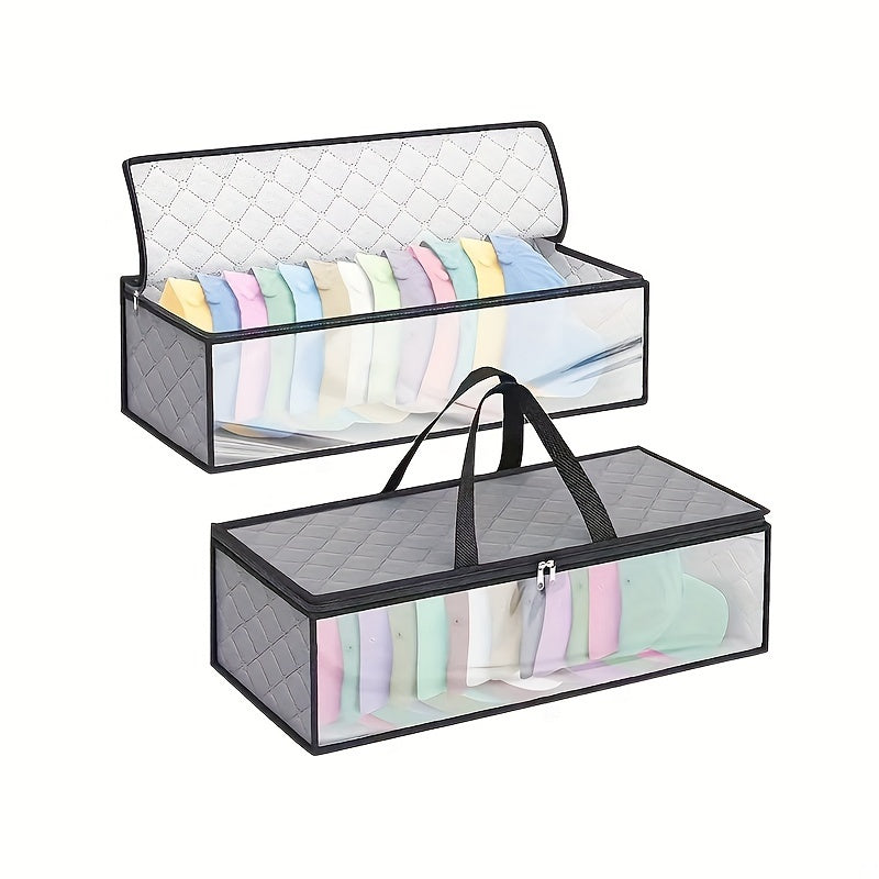 Storage box for hanging wardrobe items, including clothes, hats, and other foldable items, located behind the door.