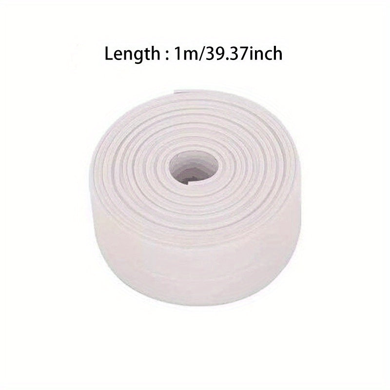 Self adhesive caulk tape for bathroom and kitchen sealing.