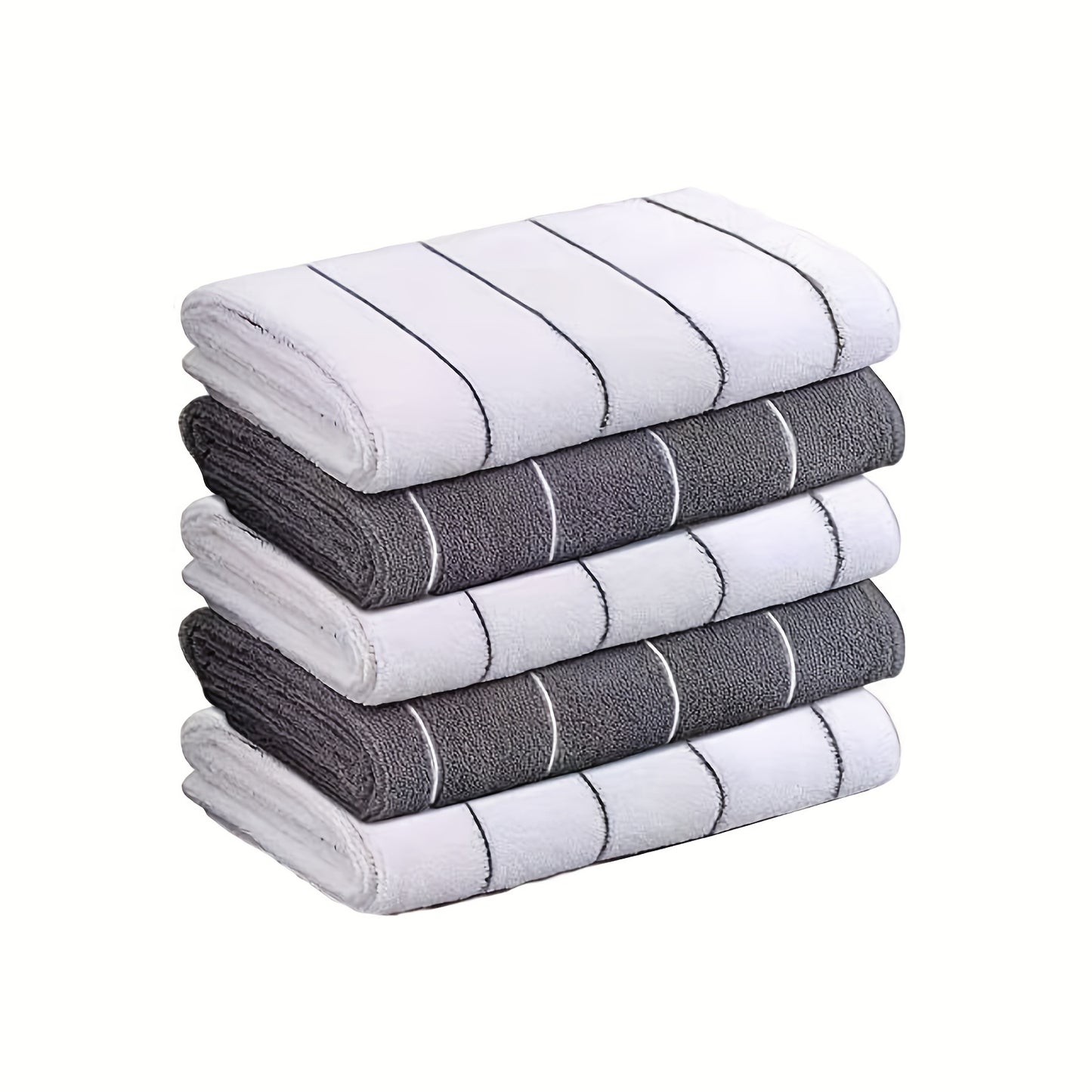 Wide color strip scouring cloth set in gray-white mix, extra absorbent, quick-drying, and soft.