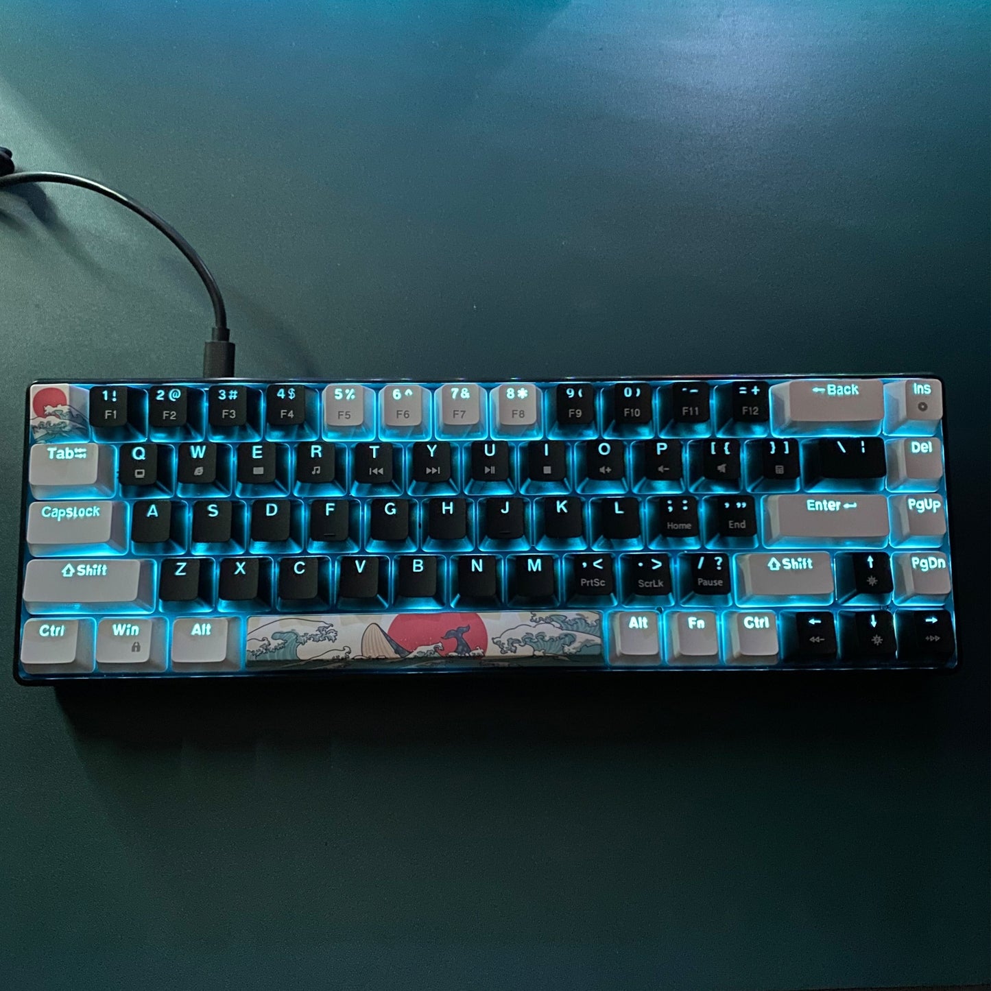 Compact 60% mechanical gaming keyboard with ice blue LED backlit and 68 keys. Features blue switch for Windows laptop and PC. Perfect gift for birthdays, Easter, President's Day, for boys