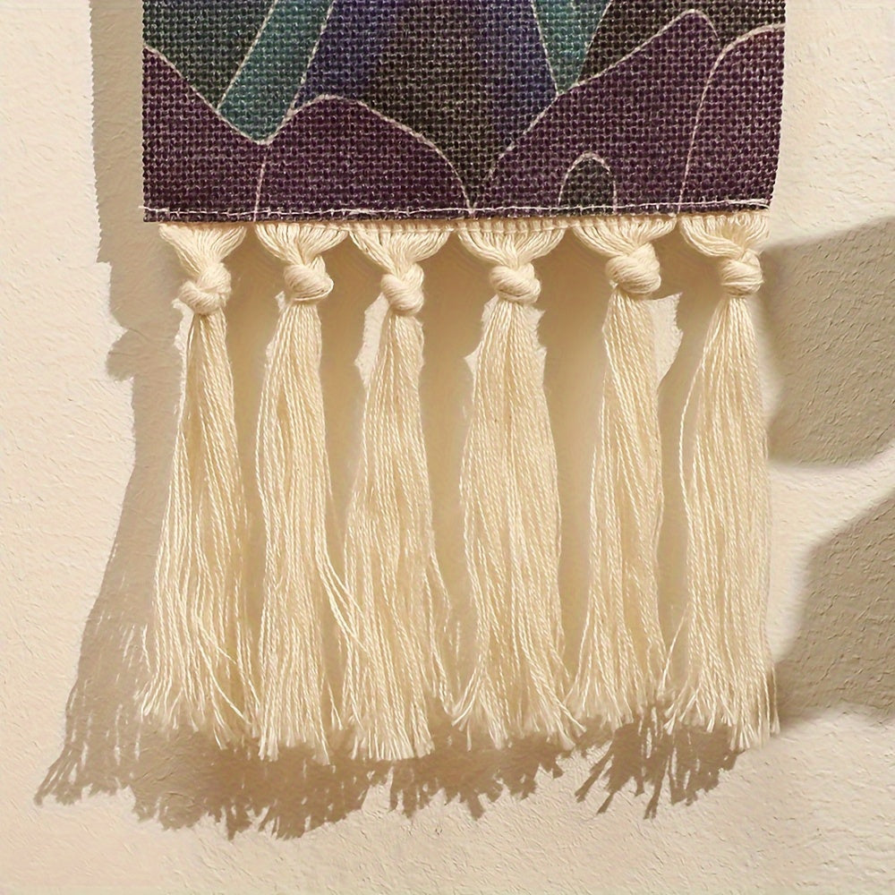 Add a touch of Bohemian style to your space with this chic tapestry wall hanging featuring fringe details. Perfect for living rooms, bedrooms, and bathrooms, this long linen art piece will elevate your decor.