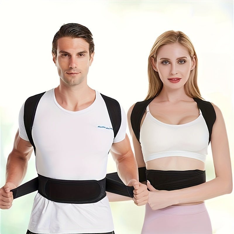 Improve posture with adjustable brace; size up for best fit.