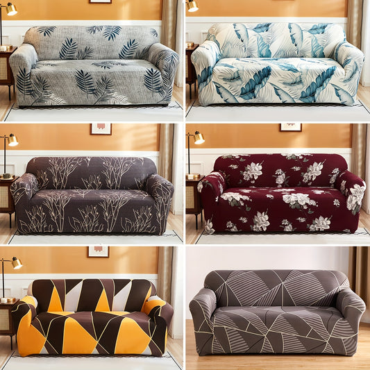 Four Seasons Printed Sofa Cover with Elastic Slipcover for Couch Protection from Cats, Ideal for Living Room or Office.