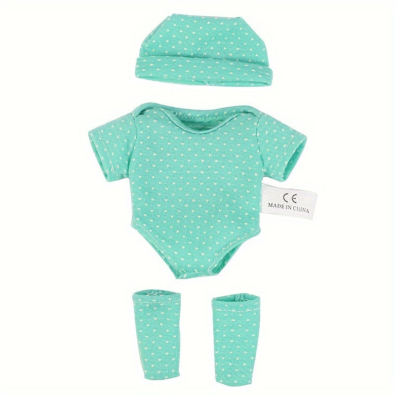 4 different styles of mini doll clothes for 7.8-inch dolls, suitable for reborn or baby dolls as toy accessories.