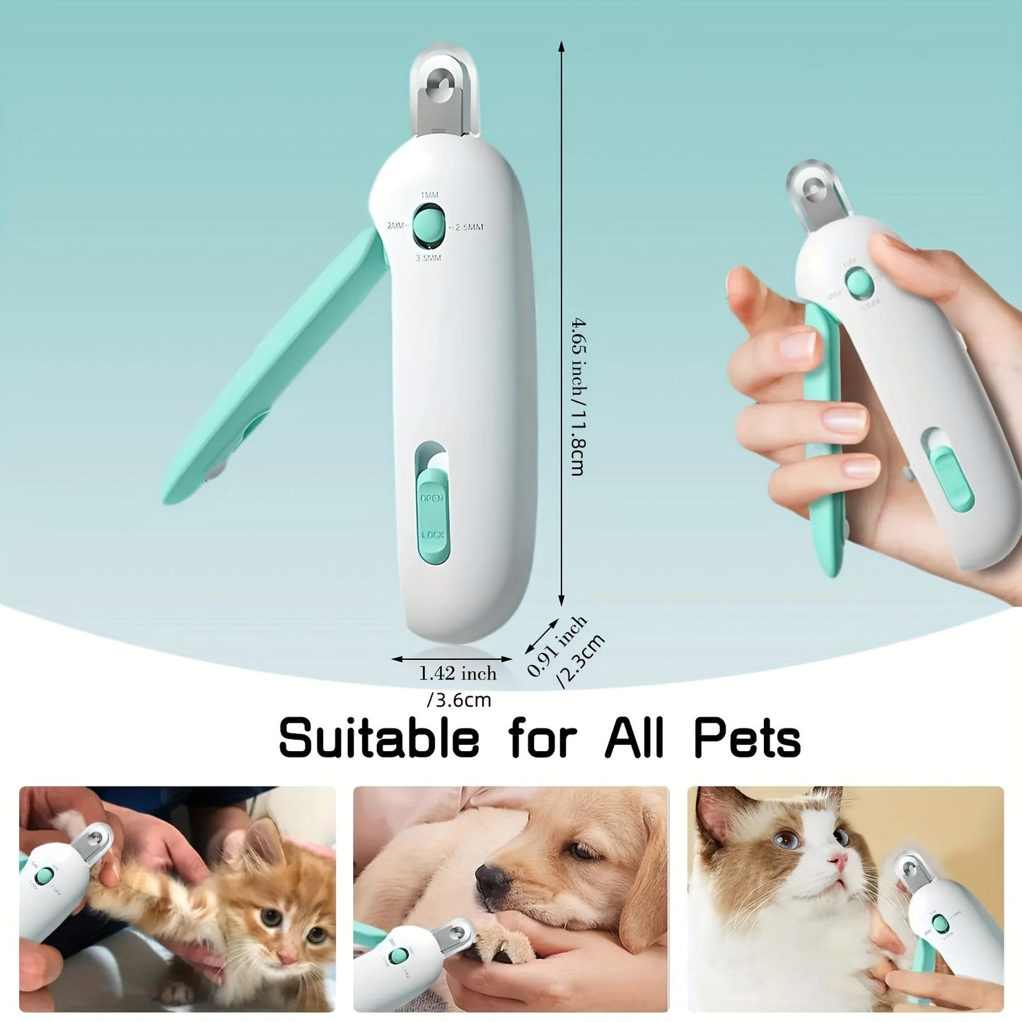 PetGroomPro Adjustable Aperture Nail Clippers for Cats and Dogs, Professional Grooming Tool suitable for small to large pets, no battery required