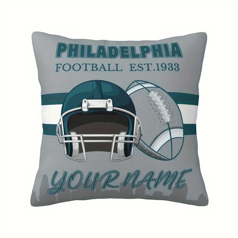 Personalized Philadelphia Football Fan Pillow Cover - Custom Design, Ideal Unisex Gift, Made of Polyester, Square Shape, Assorted Colors