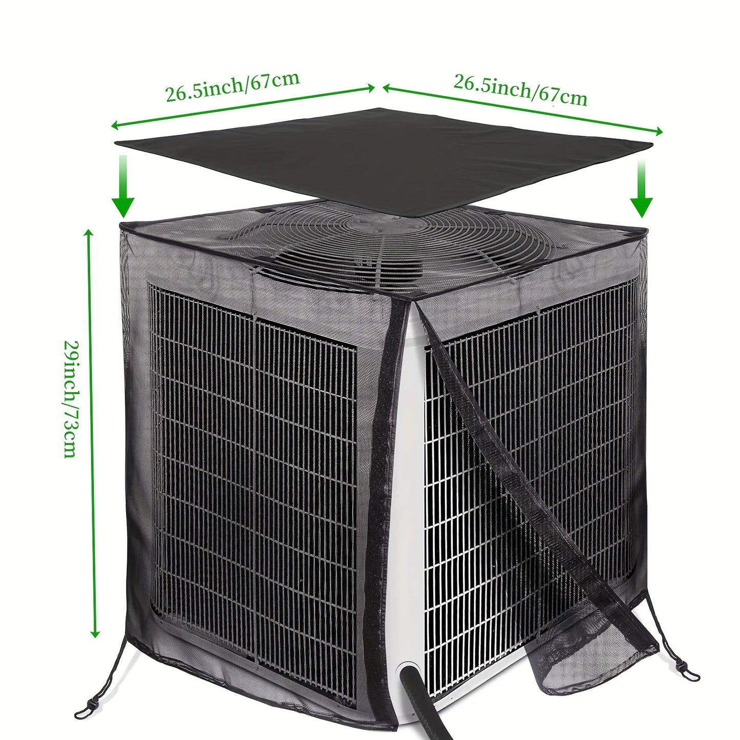 Защитите свой наружный центральный блок переменного тока круглый год с помощью нашего всесезонного чехла для кондиционера. Этот чехол имеет съемный водонепроницаемый верх и дышащую сетку для защиты от листьев и мусора.