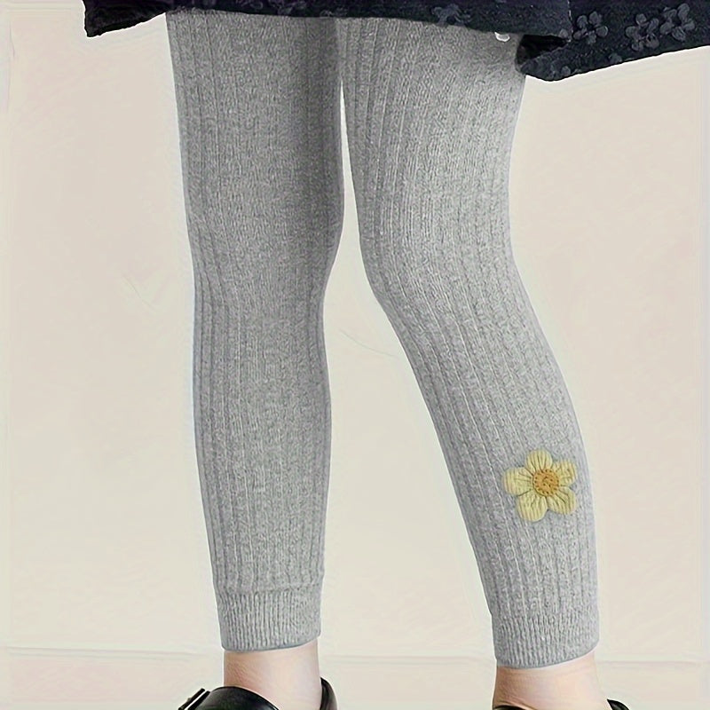 Cotton blend floral knit pantyhose, hand wash only, perfect for toddlers in spring and fall fashion.