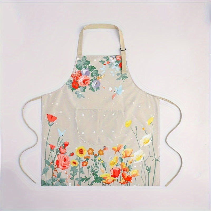 Stylish Butterfly Design Apron made of Polyester - Resistant to Oil and Water, Perfect for Cooking and Gardening