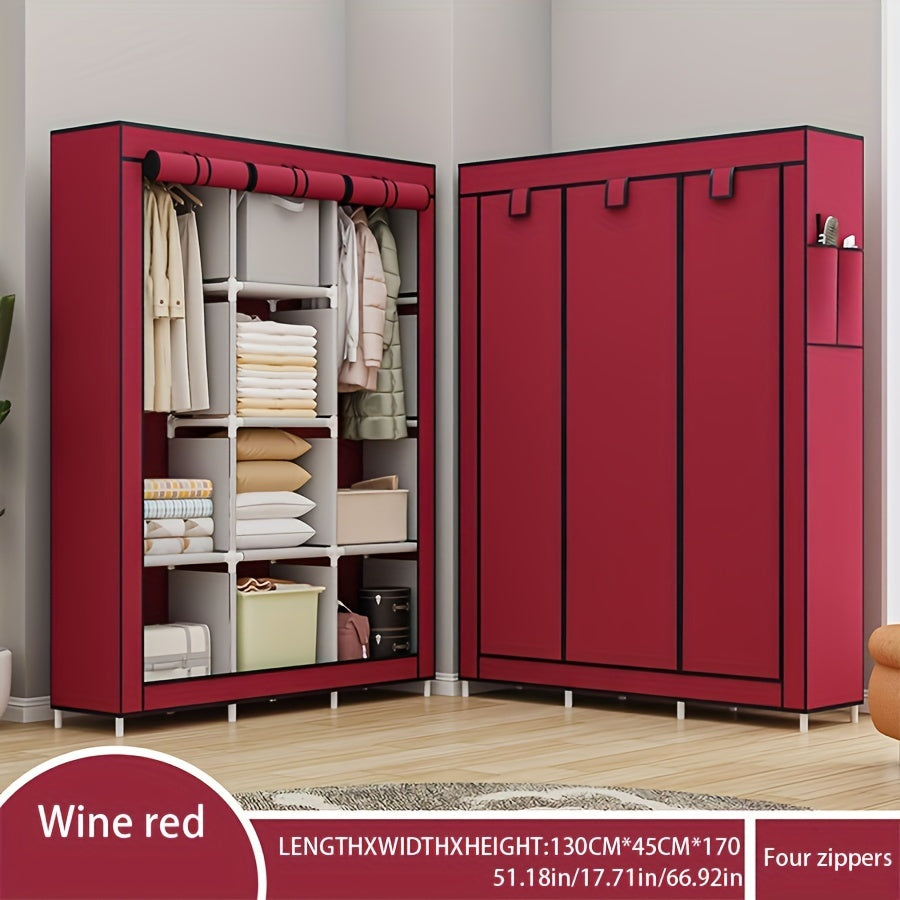 Wardrobe with Adjustable Shelves - Modern Design, Easy Assembly, Multi-Purpose Storage Solution for Bedroom & Home, 129.54cm Wide x 170.18cm Tall