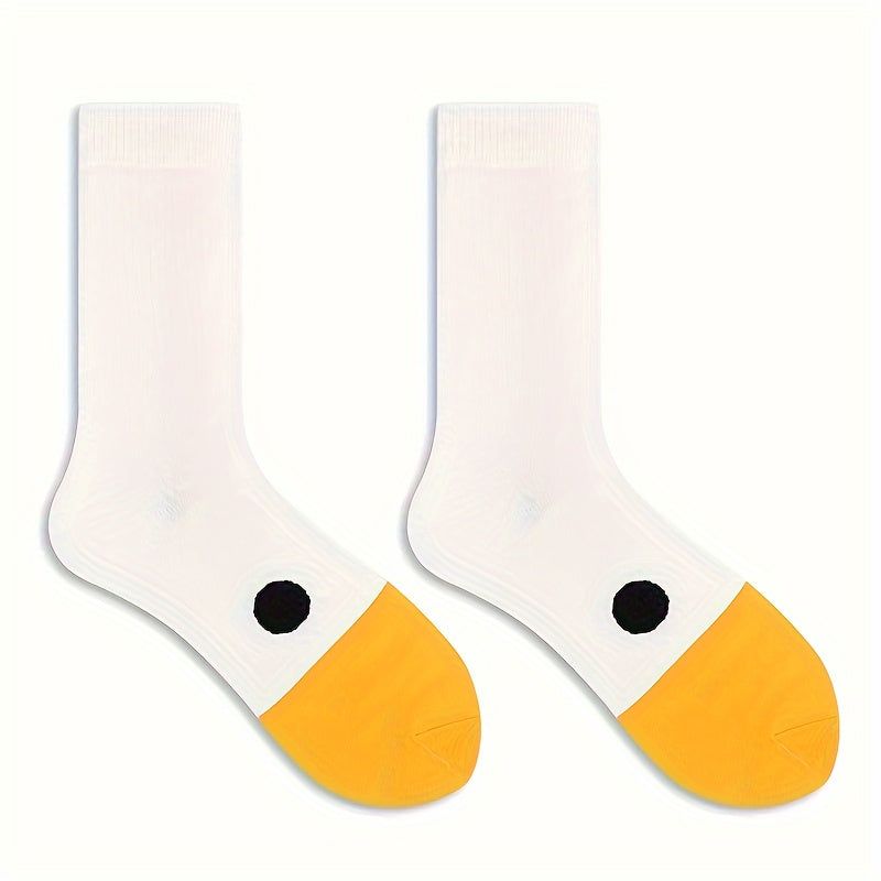 Women's knee-high socks, featuring a funny goose design, comfy and trendy.