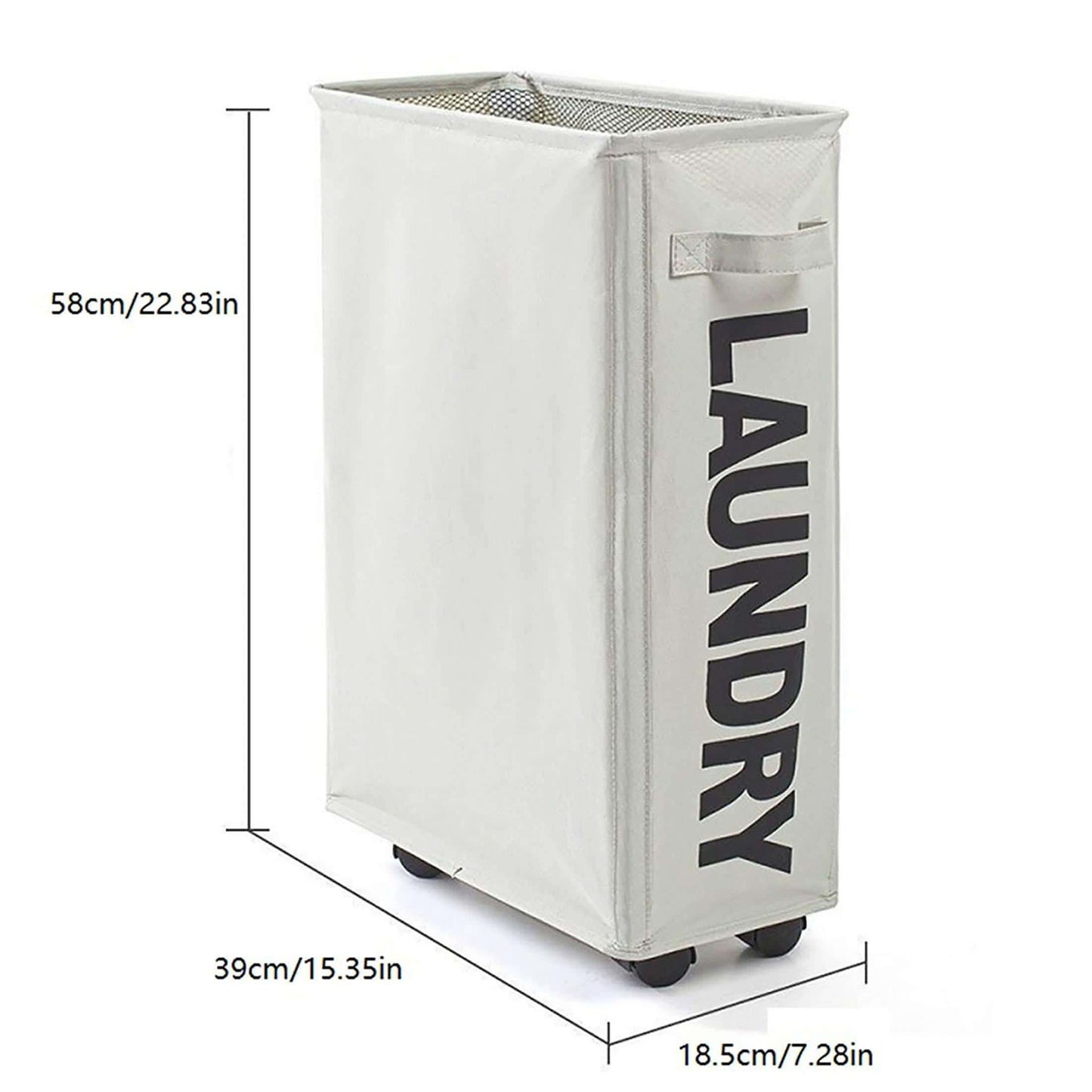 Fabric Laundry Basket with Wheels and Dust-proof Mesh Cover - Ideal for Transporting and Sorting Clothes