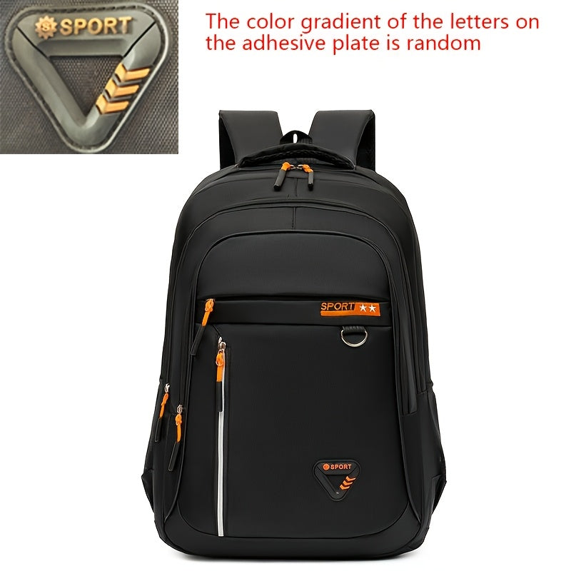 Durable nylon backpack with laptop compartment for students, easy to clean and ideal for school.