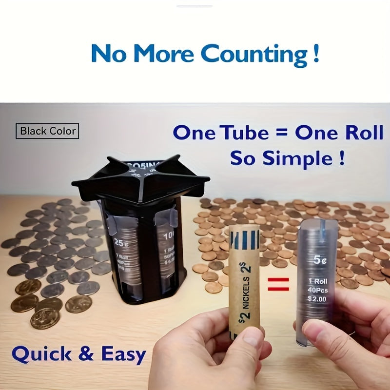 1/2pcs, 5-in-1 Coin Sorter - Manual counter with separate compartments for pennies, nickels, dimes, and dollars. Durable plastic with covered design and coin pouch for home organization.