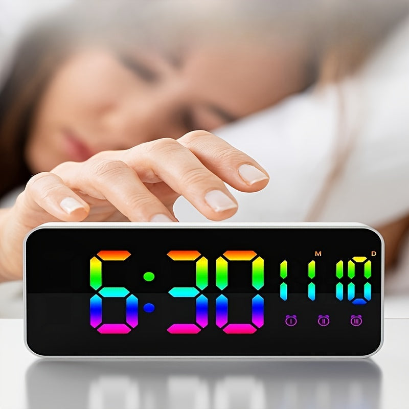 LED Clock Home Decoration with Smart Alarm and Creative Mirror Design