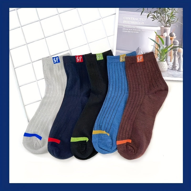 5 or 10 Pairs of SP Mid-Tube Men's Business Socks, Odor-Resistant, Breathable, and Sweat-Absorbent