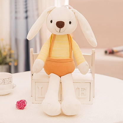 Preppy style unisex bunny plush toy, polyester filling and cover, dry clean only, ideal Easter gift.