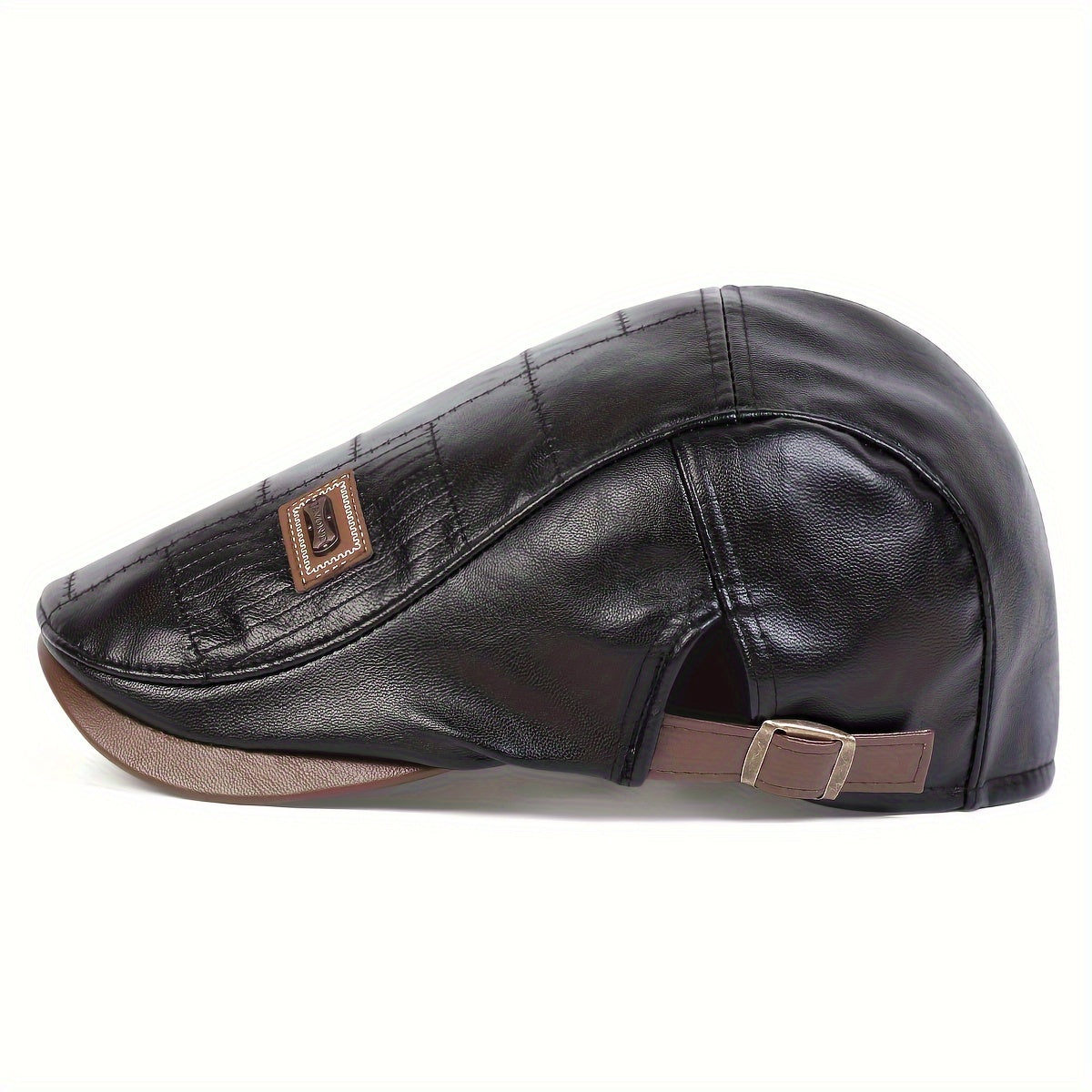 PU Leather Gentlemen Beret for Autumn and Winter Travel