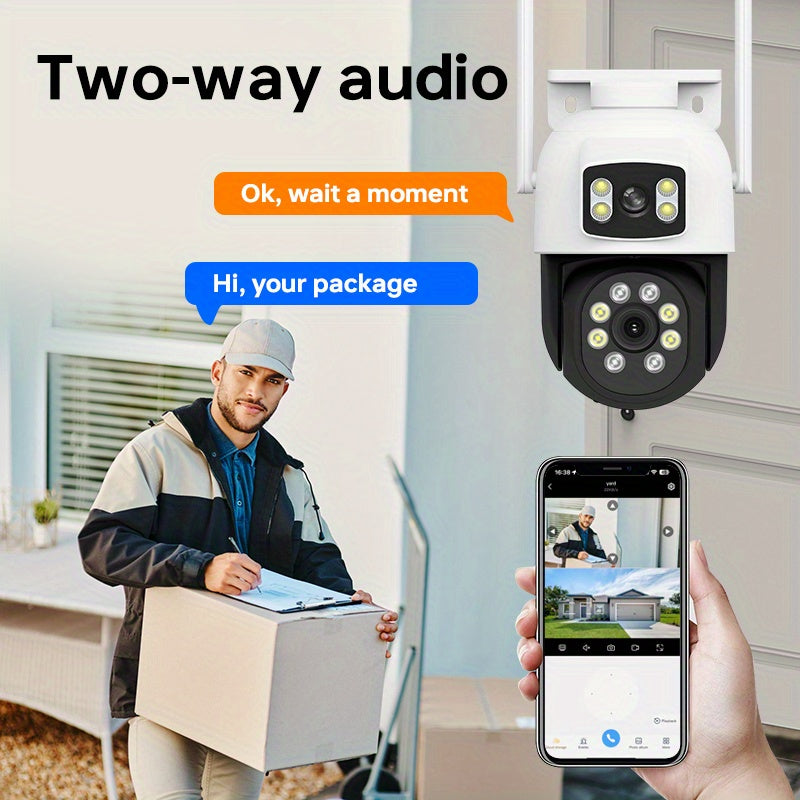 Introducing the ZHXINSD 1pc Wireless Security Camera with Dual Lens Technology. This camera features 2-way audio, a Pan/Tilt 360° View, Color Night Vision, Smartphone Compatibility, USB power supply, 2.4/5G WiFi connectivity, Cloud Storage Option, and is