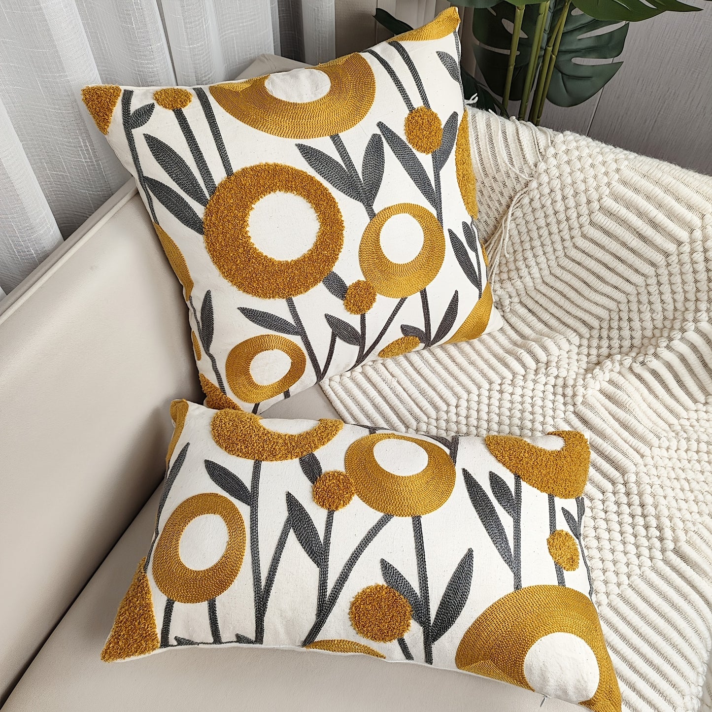 Soft square cushion cover with flower design for couch or bedroom, pillow insert not included.