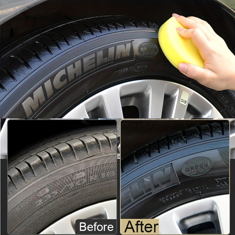 HUI Tire Renewal Wax: Shiny, long-lasting protection for car and motorcycle tires. Restores appearance, covers white hair, prevents cracking and aging. 30g size.