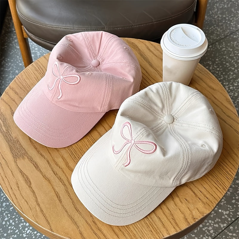 Stylish bowknot baseball cap for women, adjustable and lightweight with sun protection. Ideal for New Year's and casual wear.