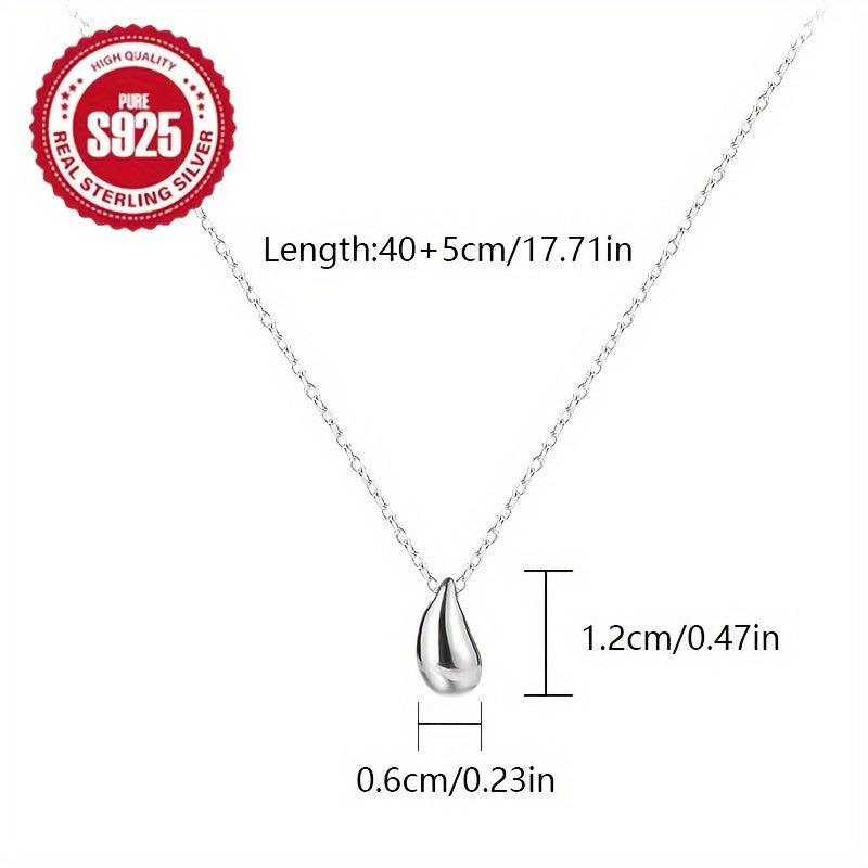 Exquisite teardrop pendant necklace made from high-quality 925 sterling silver with 18K golden plating. Hypoallergenic and designed to be gentle on skin. Comes with a stylish clavicle chain and a gift box. Perfect for everyday wear and special occasions.