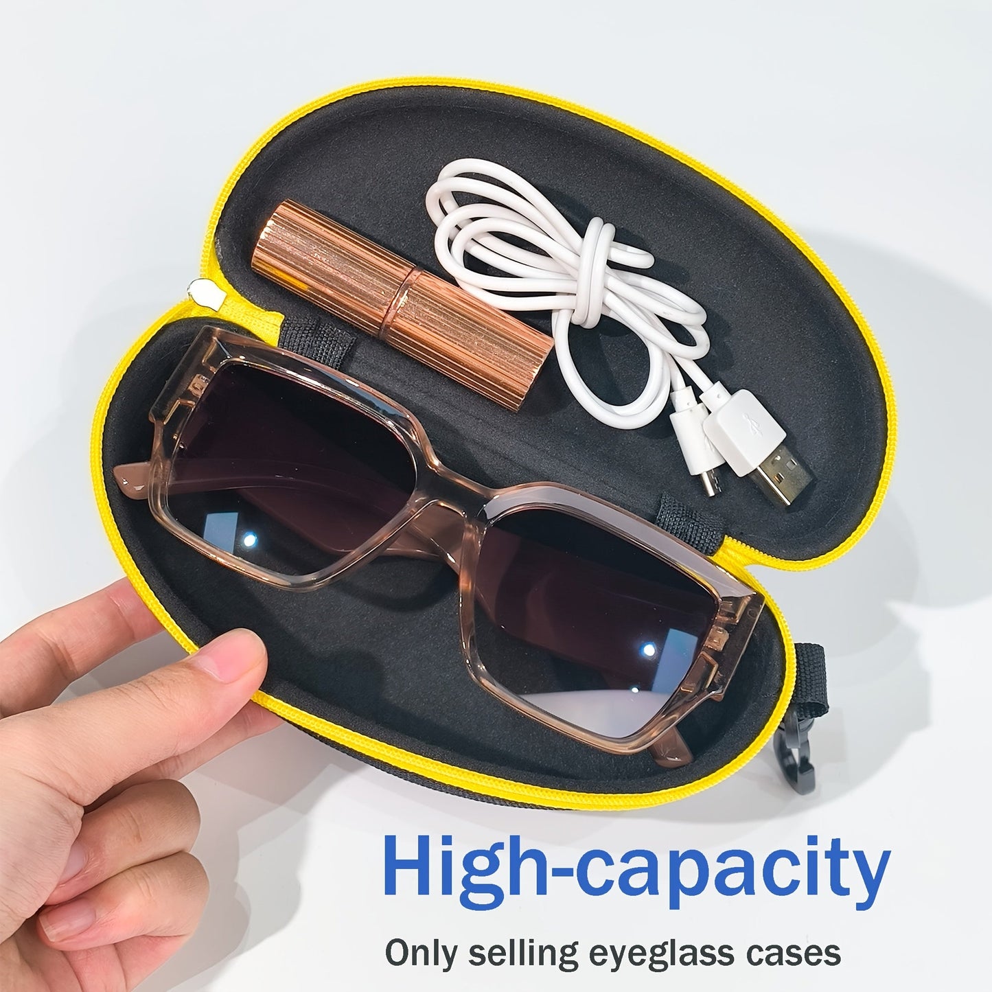 Set of 6 semi-hard sunglass cases with zipper and carabiner hook for travel - protect your eyeglasses on the go