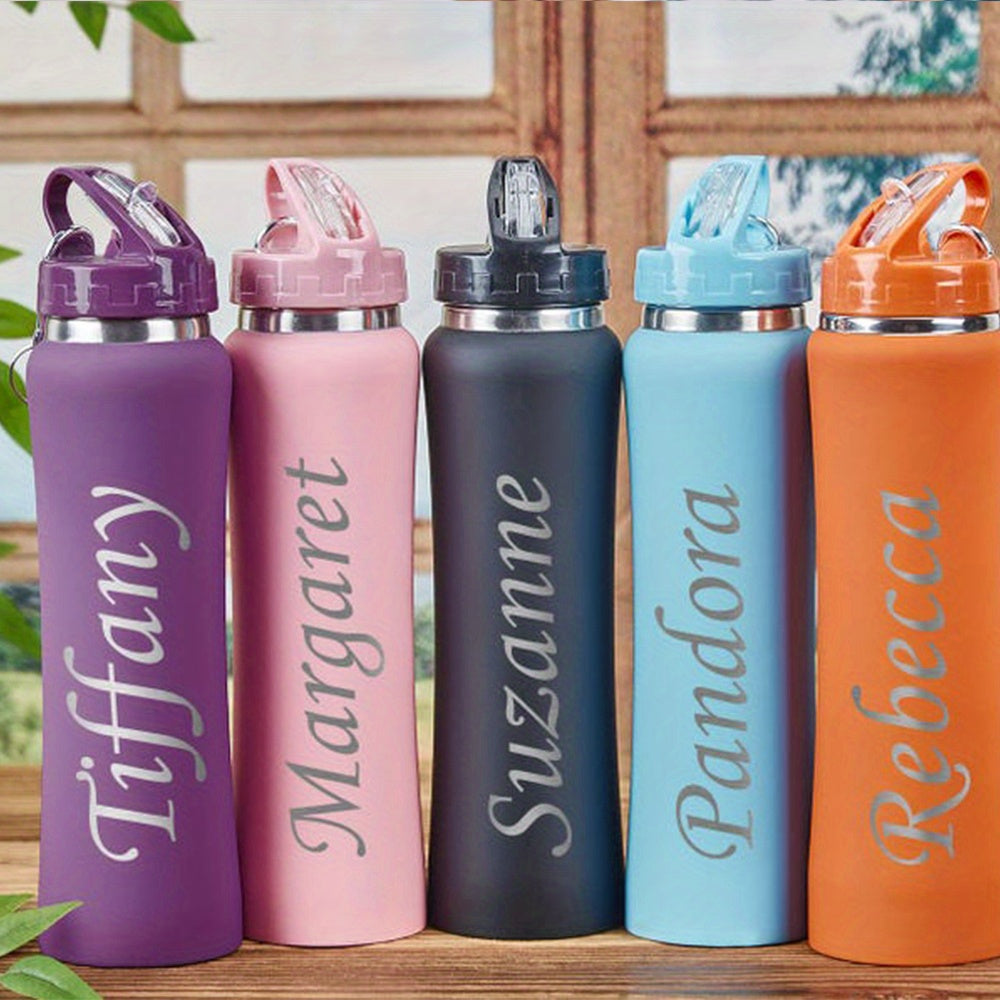 Customized stainless steel water bottle ideal for gym, biking, and outdoor activities. Perfect gift for men, women, dad, and mom. Great for Christmas or birthdays.