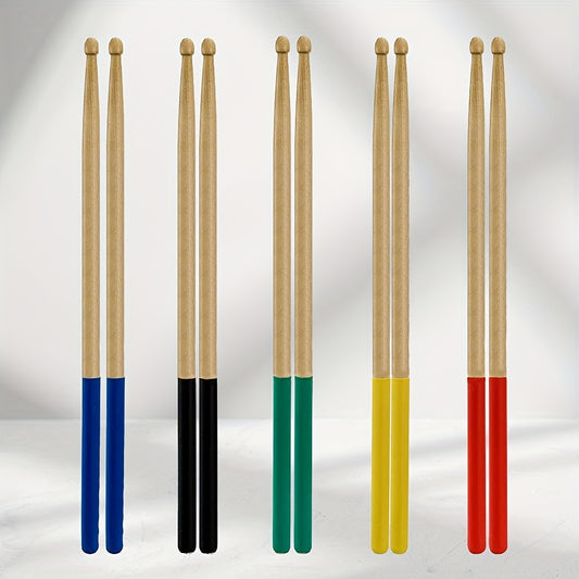 5A maple drumsticks with non-slip rubber handle, ideal for beginners. Available in 5 colors!