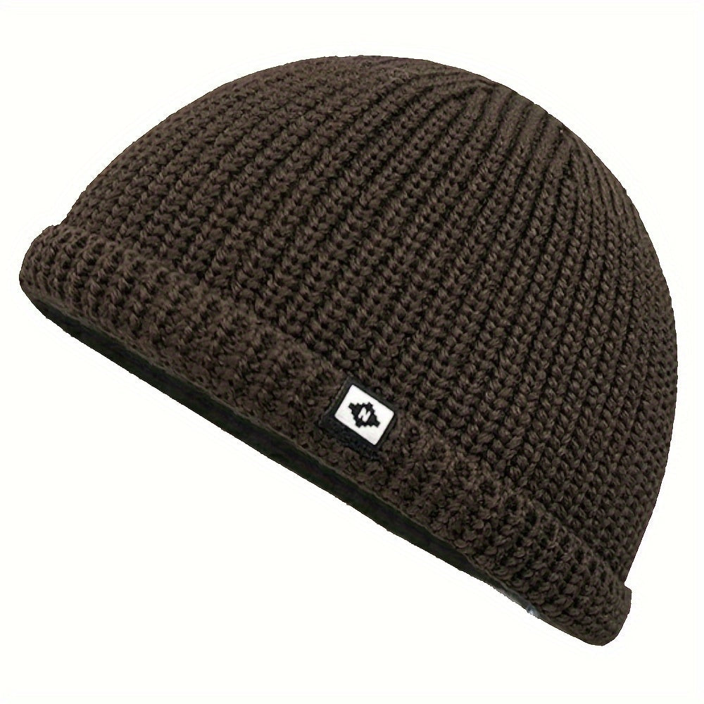 One-piece Basic Fisherman Beanie, Gender-neutral Solid Color Knit Hat, Stylish Coldproof Skull Hat, Ribbed Beanie for Both Women and Men