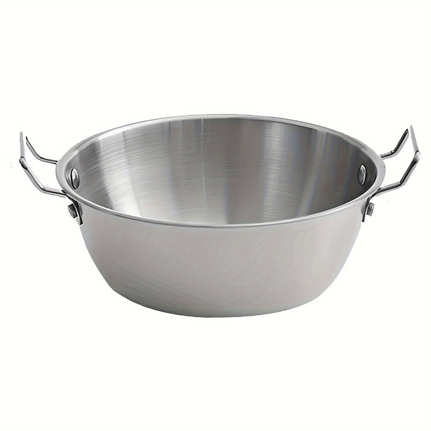 304 stainless steel bowls with handles for cooking, baking, salads, pho, grains in 4 sizes and either gold or silver. Suitable for snacks, noodles, ramen, and Korean side dishes.