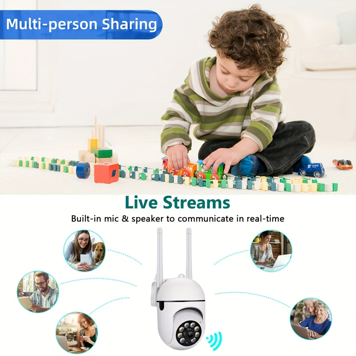 JOOAN Wireless Security Camera with Color Night Vision, 2-Way Audio, Motion Alerts, PTZ Technology, App Control, and Motion Tracking for Babies, Elderly & Pets.