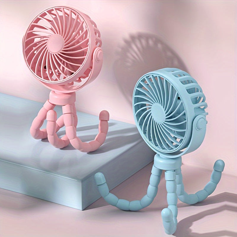 A Portable Cartoon USB Fan, Rechargeable Electric Handheld Fan with Flexible Gooseneck, ABS Material, Ideal for Home, Travel, and Office Desk Cooling