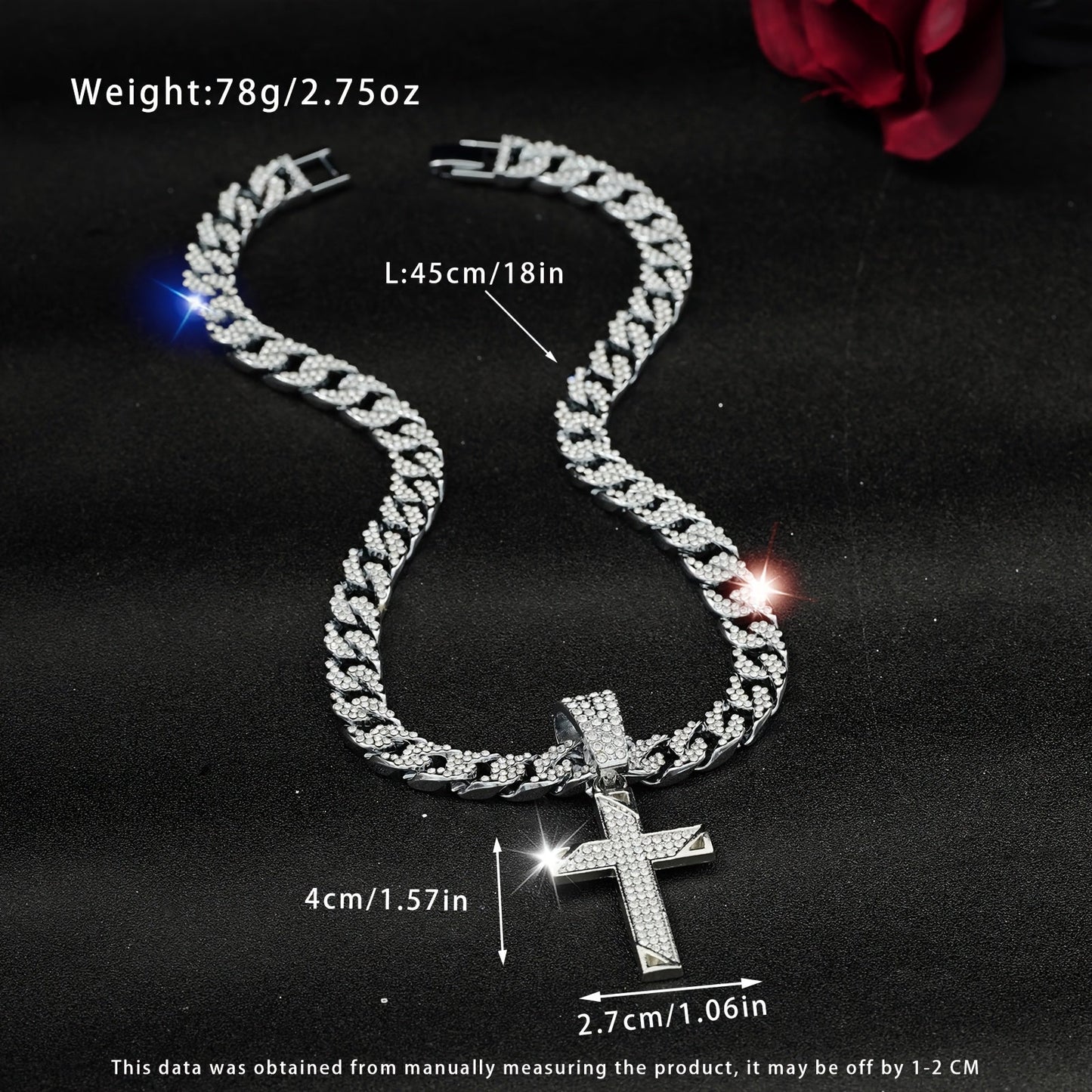 Elegant Silvery Cross Pendant Necklace paired with Trendy Y2K Cuban Chain - Adjustable 45cm Clavicle Chain ideal for Sweaters, T-Shirts & Beyond - Great for Casual Outfits & Celebrations, Cross Necklace, Trendy, Sweater, T-shirt