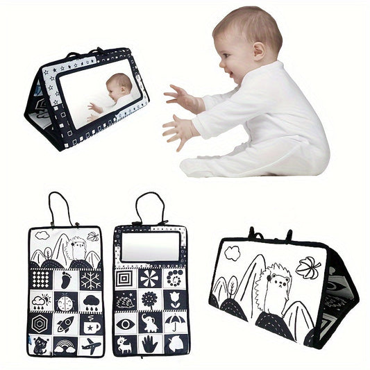 Newborn Brain Development Toy: Black and White High Contrast Baby Tummy Time Book, Infant Crinkle Toys for Early Education and Floor Puzzle, Cloth Toy for Color Enlightenment