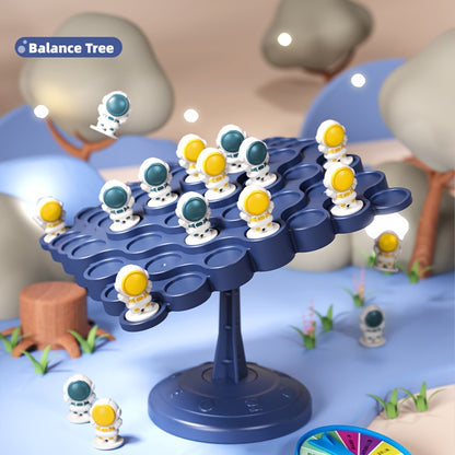 [Joyful Learning] Astronaut Balance Tree Board Game with 12 Colorful Spaceman Figures, Multi-Level Challenges, and Durable Plastic Material