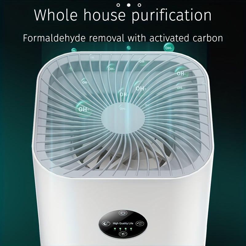 Silent Smart Home Air Purifier with True HEPA Filters, Negative Ion system. Removes Formaldehyde, PM2.5, Second-Hand Smoke, Pollen, and Dust. 4 Wind Speeds, Sleep Mode. Ideal for Office