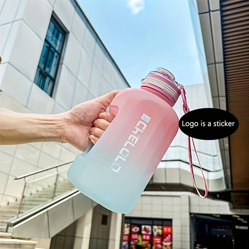 1pc, 2200ml/77.93oz Gradient Color Frosted Fashion Sports Water Bottle with Handle, Plastic, Large Capacity, Outdoor Use