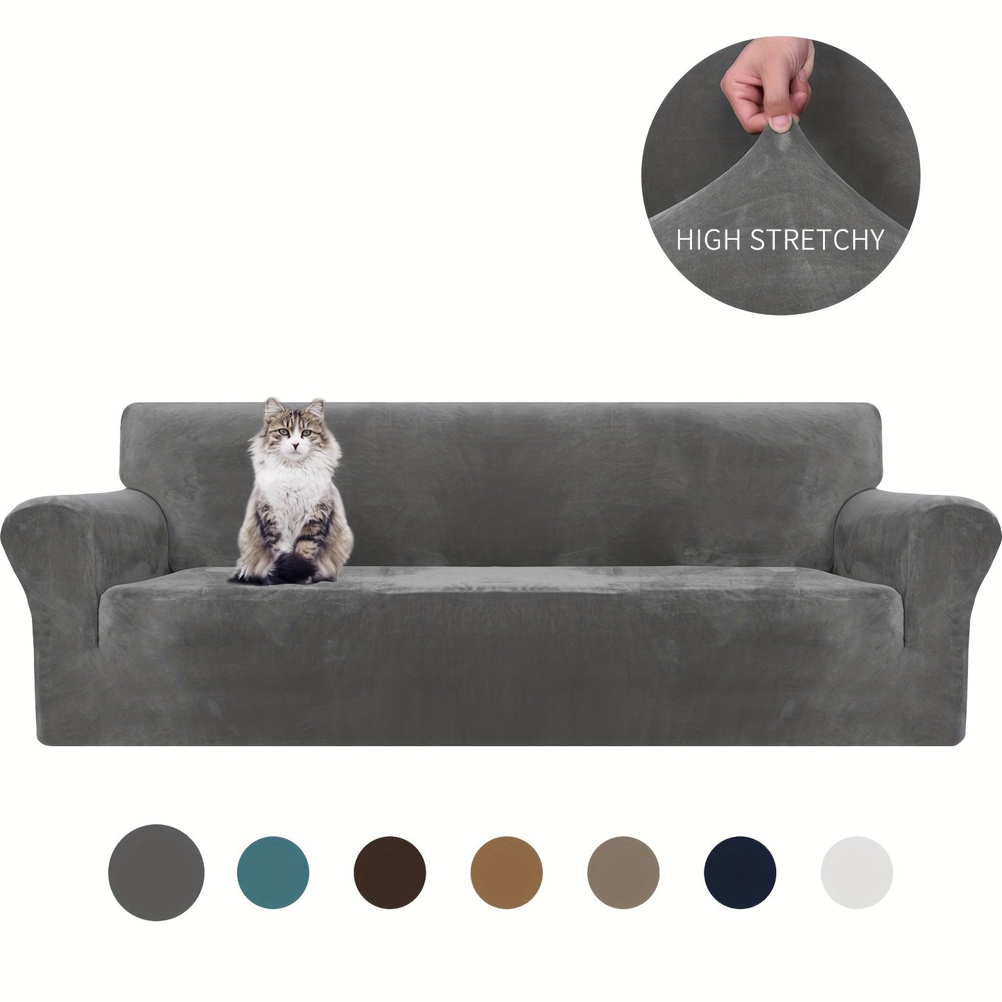 Thickened velvet sofa cover with elastic bottom for all seasons, suitable for pets and provides universal anti-scratch protection for living room home decor.