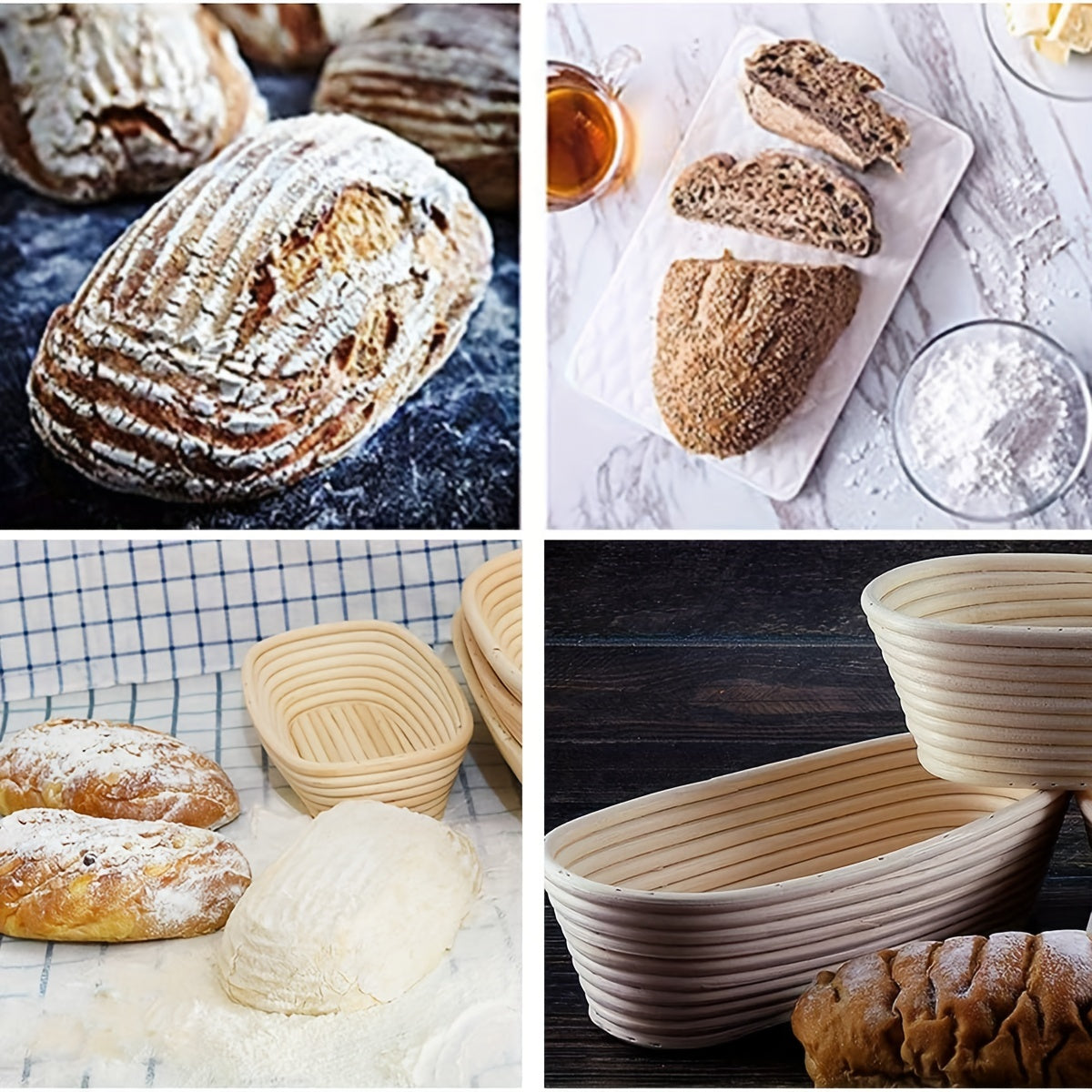 Bread Proofing Basket Set - Includes 1 Round/Oval Basket and Liner Cloth for Fermentation - Made from Natural Rattan - Perfect for Yeast Dough and Artisan Bread Making - Ideal for Professional and Home Bakers