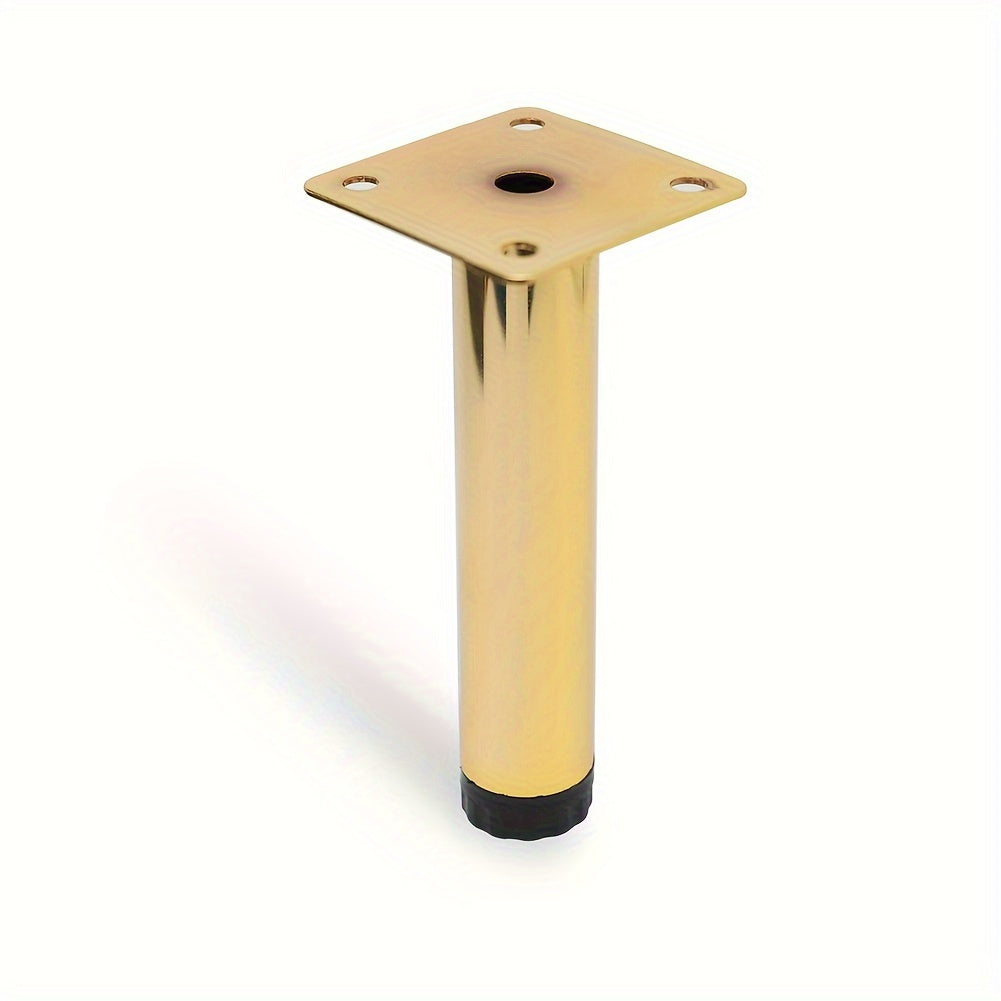 Golden adjustable steel furniture legs - 1 piece, ideal for sofas, TV stands, and coffee tables.