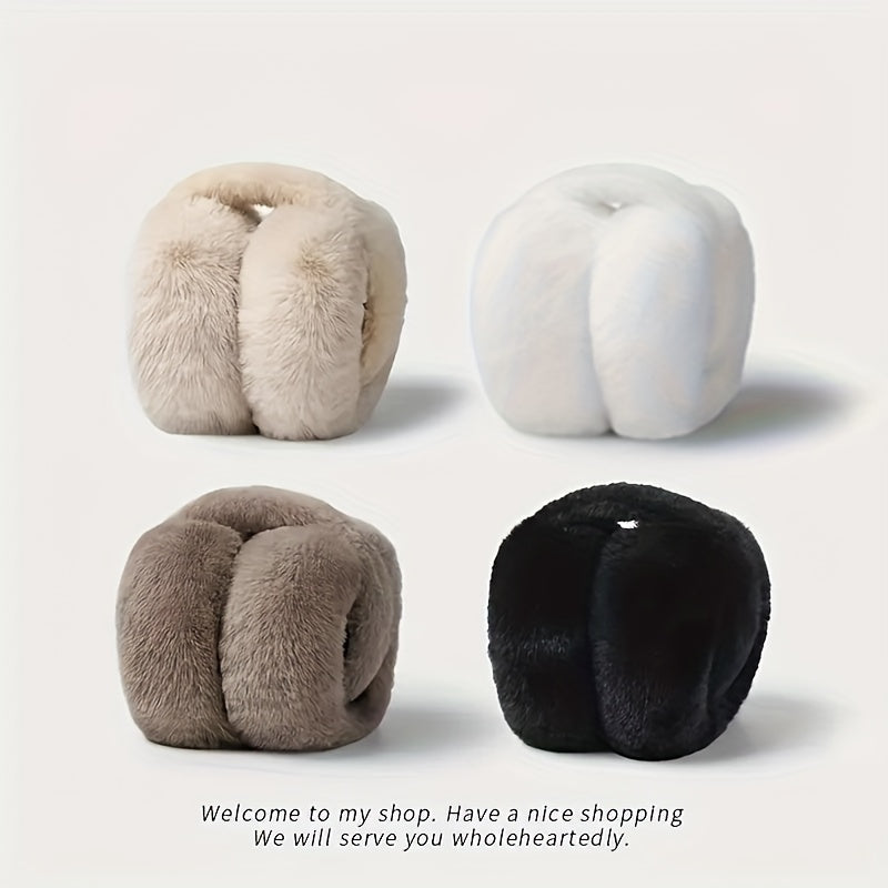 Winter earmuffs for women made of cozy fleece - can be adjusted and folded, providing a windproof, stretchy fit for casual wear and outdoor activities.