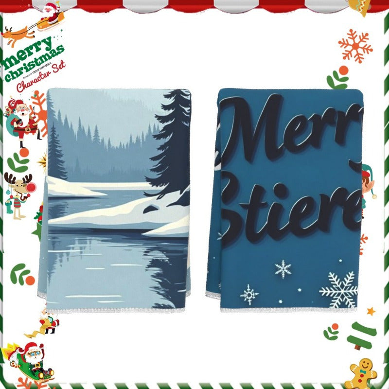 Kitchen Towels Set of 2, each measuring 18 by 66.04 cm, featuring a festive Christmas and Winter design. Model JFKGV.