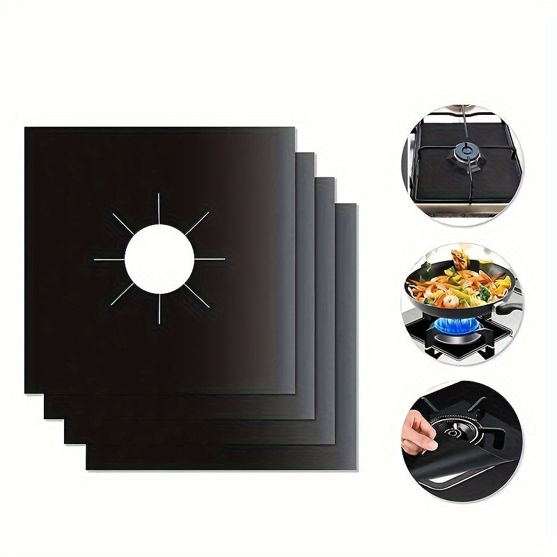 Stovetop Burner Cover Set of 4 Reusable Gas Stove Protector Pads, Oil-Proof and Anti-Fouling Surface Protection, Easy to Clean