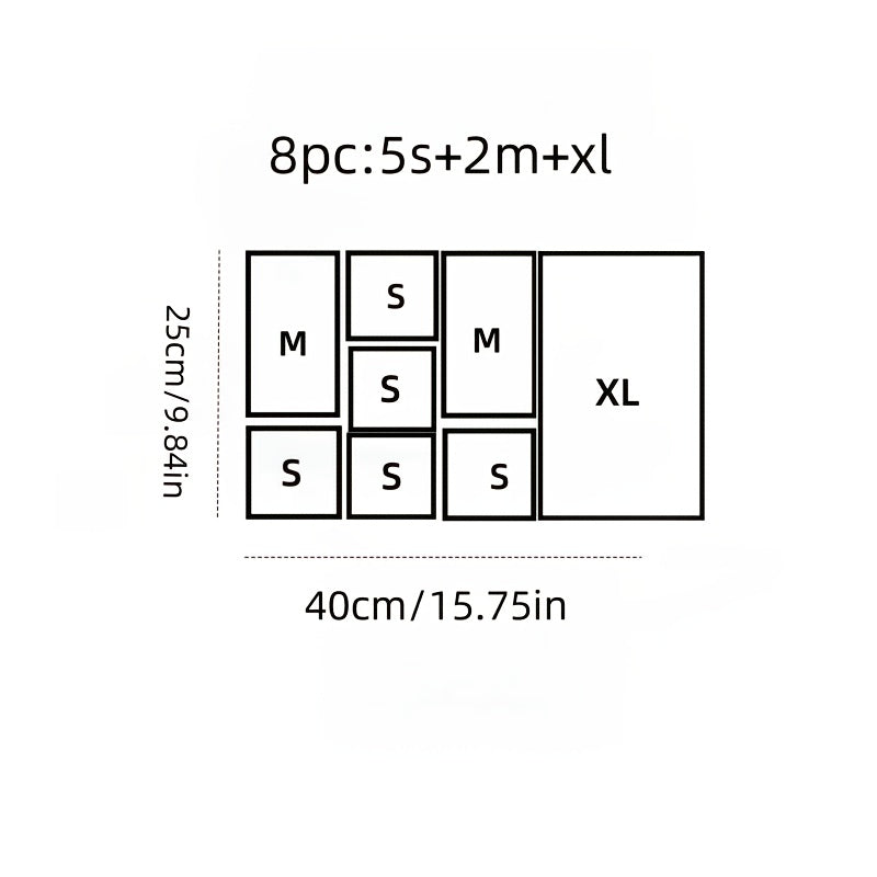 6/7/8pcs set of multi-functional acrylic transparent makeup storage box combinations, suitable for office and home use.