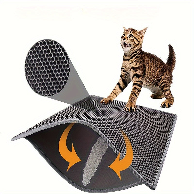 1pc EVA Double-Layer Mesh Cat Litter Mat with Anti-Splash and Anti-Particle Design